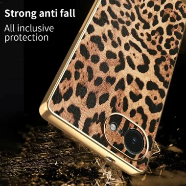 Coque iPhone 17e / 16e Effet Cuir Léopard