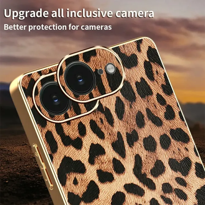 Coque iPhone 17e / 16e Effet Cuir Léopard