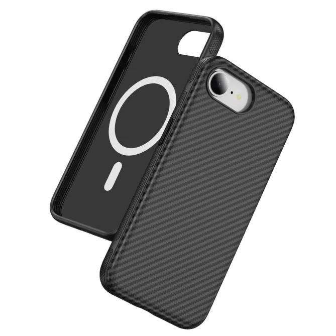 Coque iPhone 17e / 16e Compatible MagSafe Texture Carbone