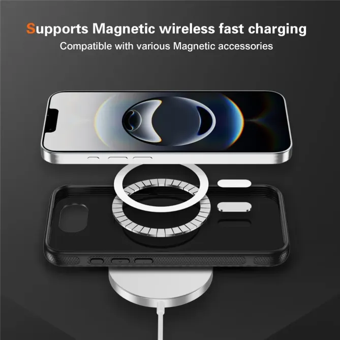 Coque iPhone 17e / 16e Compatible MagSafe Texture Carbone
