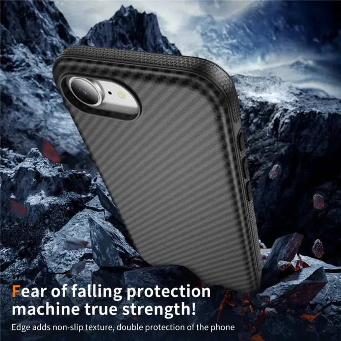 Coque iPhone 17e / 16e Compatible MagSafe Texture Carbone