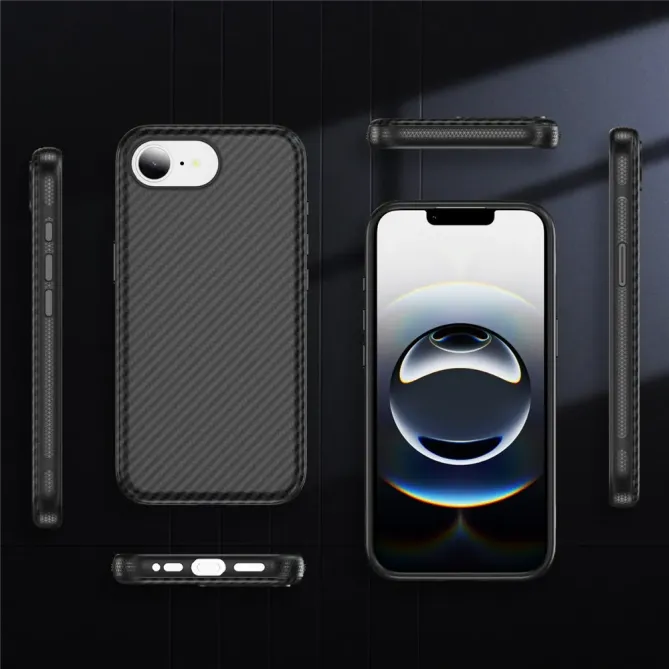Coque iPhone 17e / 16e Compatible MagSafe Texture Carbone