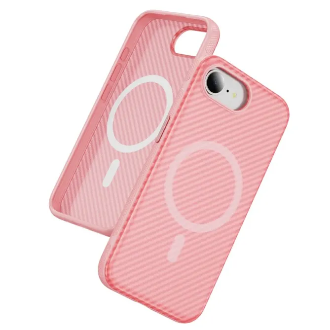 Coque iPhone 17e / 16e Compatible MagSafe Texture Carbone