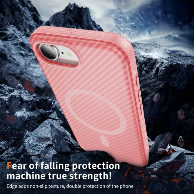 Coque iPhone 17e / 16e Compatible MagSafe Texture Carbone