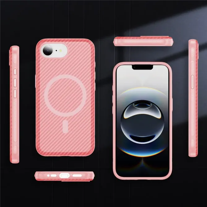 Coque iPhone 17e / 16e Compatible MagSafe Texture Carbone