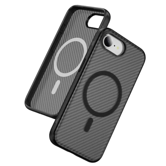 Coque iPhone 17e / 16e Compatible MagSafe Texture Carbone