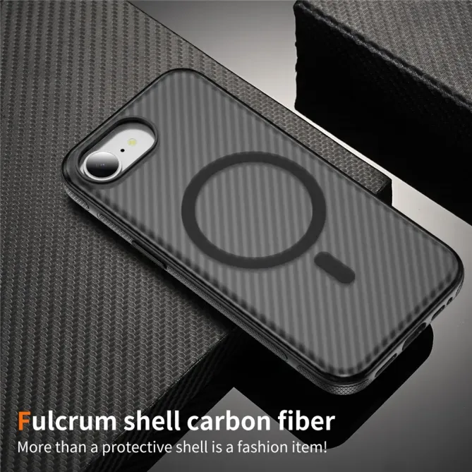 Coque iPhone 17e / 16e Compatible MagSafe Texture Carbone
