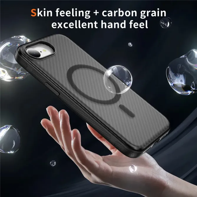 Coque iPhone 17e / 16e Compatible MagSafe Texture Carbone