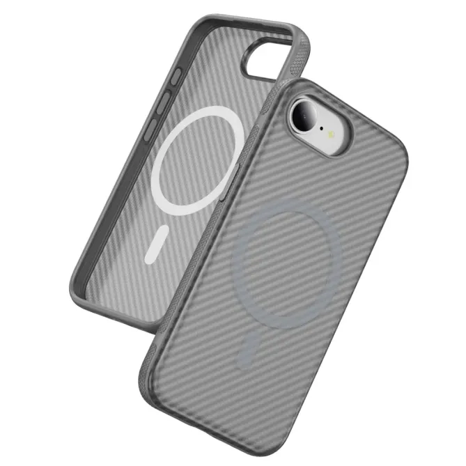 Coque iPhone 17e / 16e Compatible MagSafe Texture Carbone
