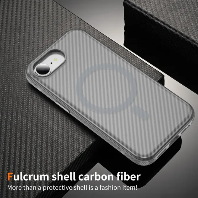 Coque iPhone 17e / 16e Compatible MagSafe Texture Carbone