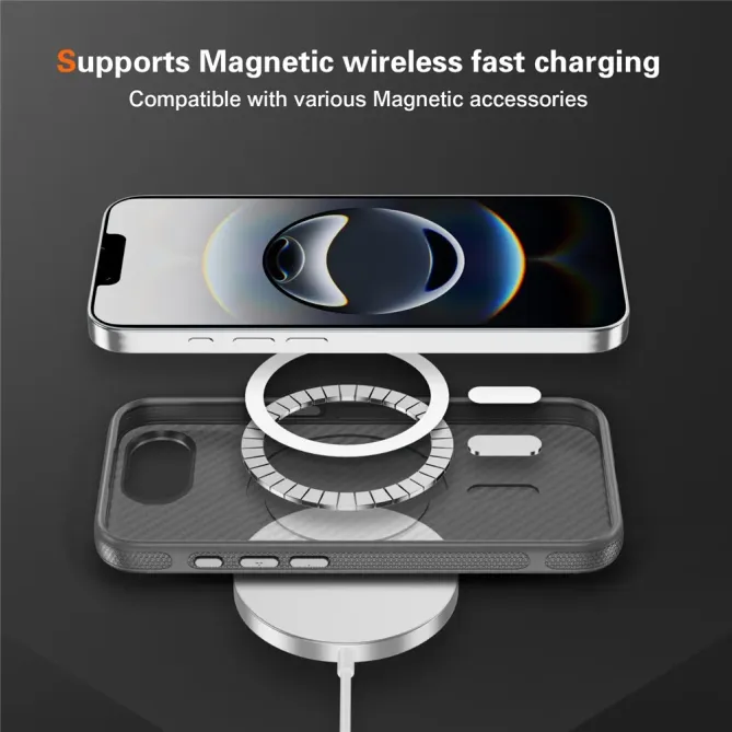 Coque iPhone 17e / 16e Compatible MagSafe Texture Carbone