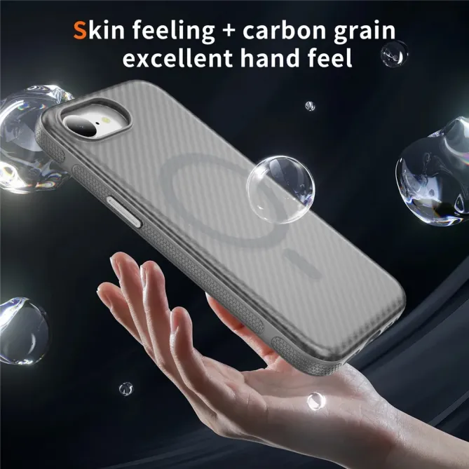 Coque iPhone 17e / 16e Compatible MagSafe Texture Carbone