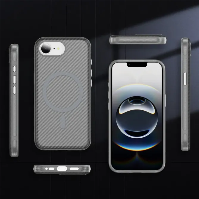 Coque iPhone 17e / 16e Compatible MagSafe Texture Carbone