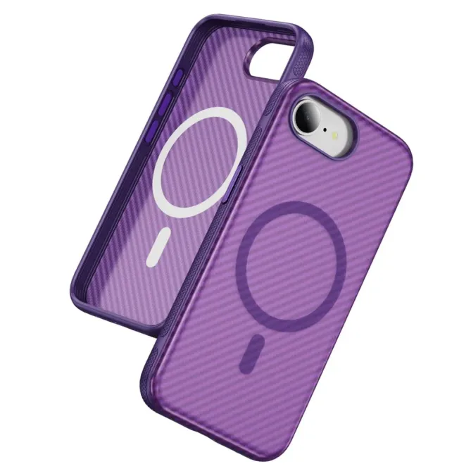 Coque iPhone 17e / 16e Compatible MagSafe Texture Carbone