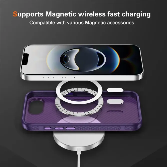 Coque iPhone 17e / 16e Compatible MagSafe Texture Carbone