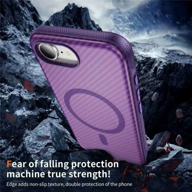 Coque iPhone 17e / 16e Compatible MagSafe Texture Carbone