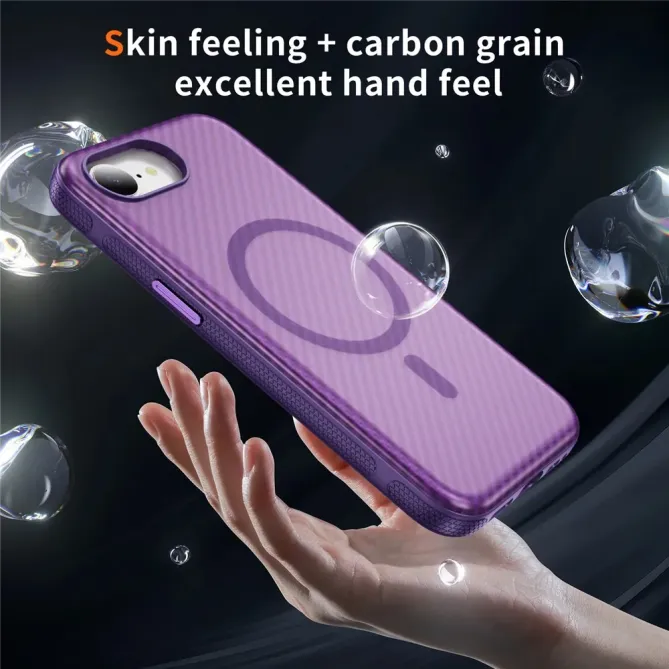 Coque iPhone 17e / 16e Compatible MagSafe Texture Carbone