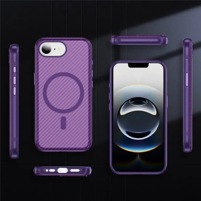 Coque iPhone 17e / 16e Compatible MagSafe Texture Carbone