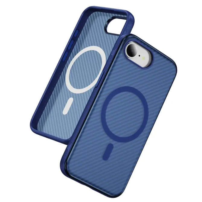 Coque iPhone 17e / 16e Compatible MagSafe Texture Carbone