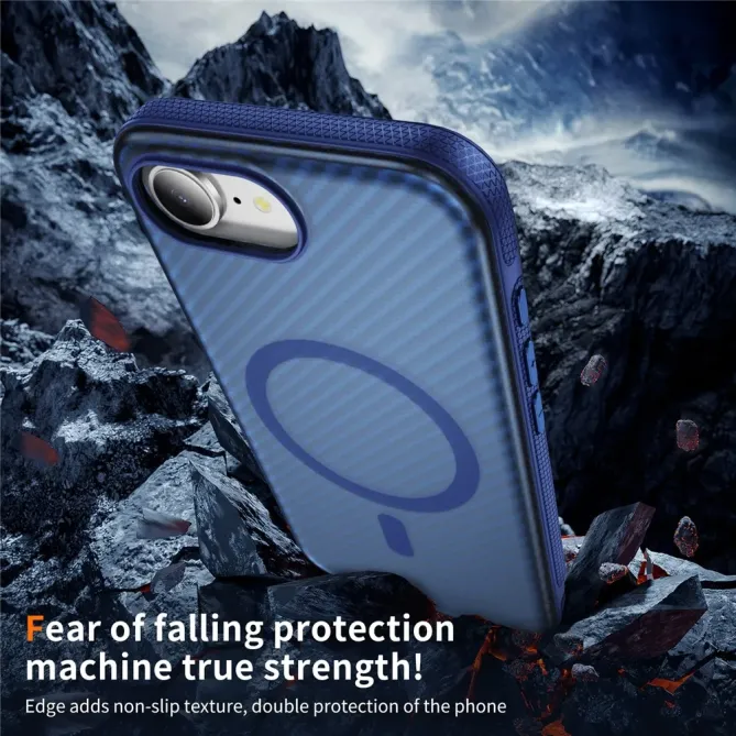 Coque iPhone 17e / 16e Compatible MagSafe Texture Carbone