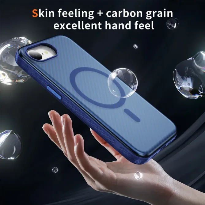 Coque iPhone 17e / 16e Compatible MagSafe Texture Carbone