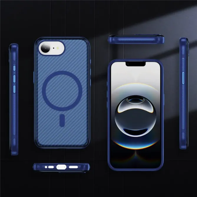 Coque iPhone 17e / 16e Compatible MagSafe Texture Carbone