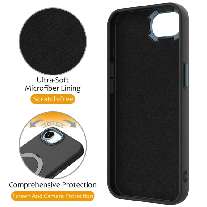 Coque iPhone 17e / 16e Compatible MagSafe Silicone avec Anneau Support Rotatif