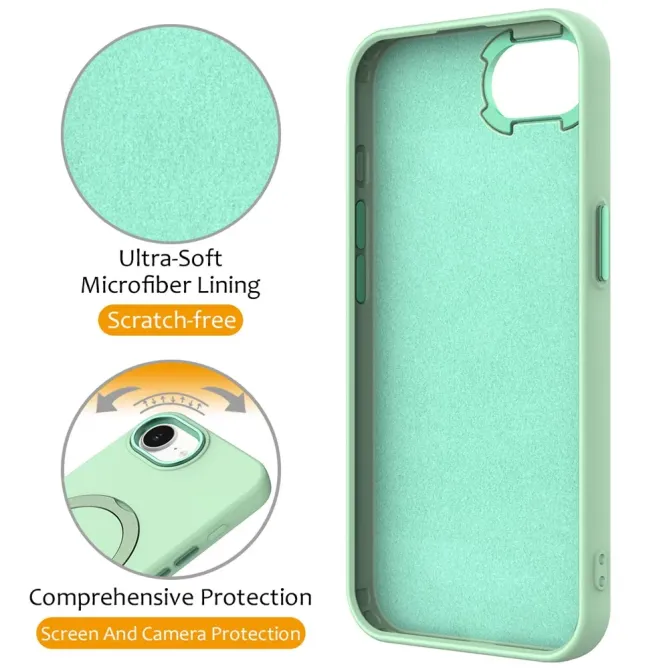 Coque iPhone 17e / 16e Compatible MagSafe Silicone avec Anneau Support Rotatif