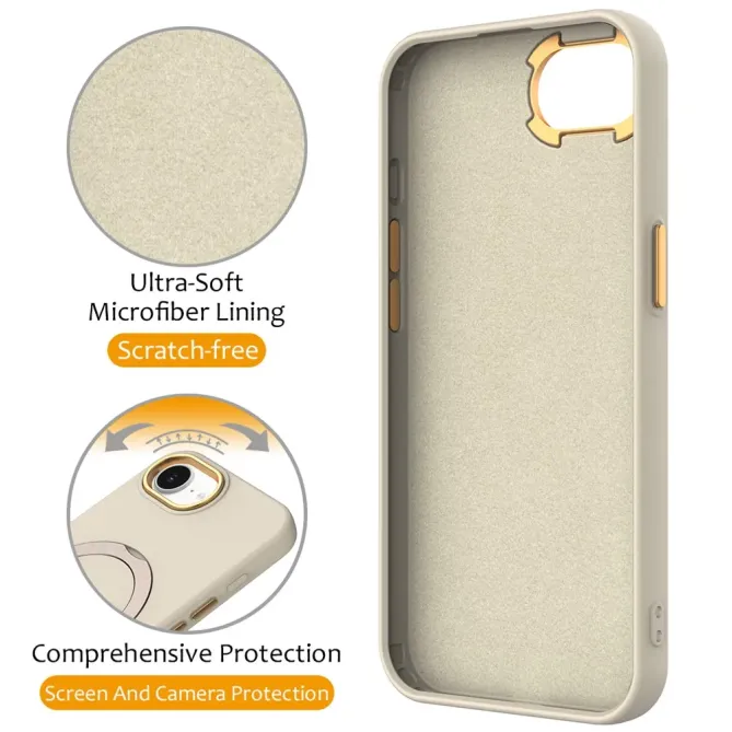 Coque iPhone 17e / 16e Compatible MagSafe Silicone avec Anneau Support Rotatif