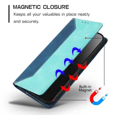 Housse iPhone 17e / 16e Bicolore Effet Cuir avec Blocage RFID Cyan - photo 14