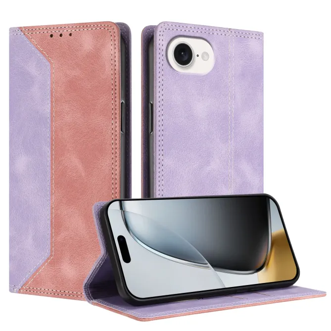 Housse iPhone 17e / 16e Bicolore Effet Cuir avec Blocage RFID
