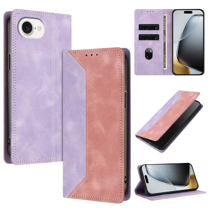 Housse iPhone 17e / 16e Bicolore Effet Cuir avec Blocage RFID