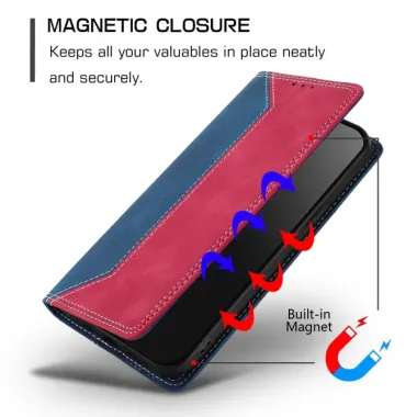 Housse iPhone 17e / 16e Bicolore Effet Cuir avec Blocage RFID Rouge - photo 50