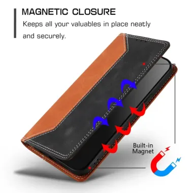 Housse iPhone 17e / 16e Bicolore Effet Cuir avec Blocage RFID Noir - photo 61