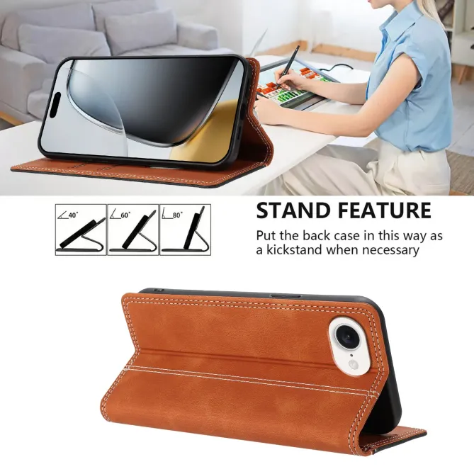 Housse iPhone 17e / 16e Bicolore Effet Cuir avec Blocage RFID