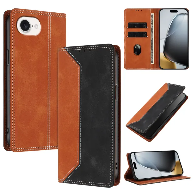 Housse iPhone 17e / 16e Bicolore Effet Cuir avec Blocage RFID