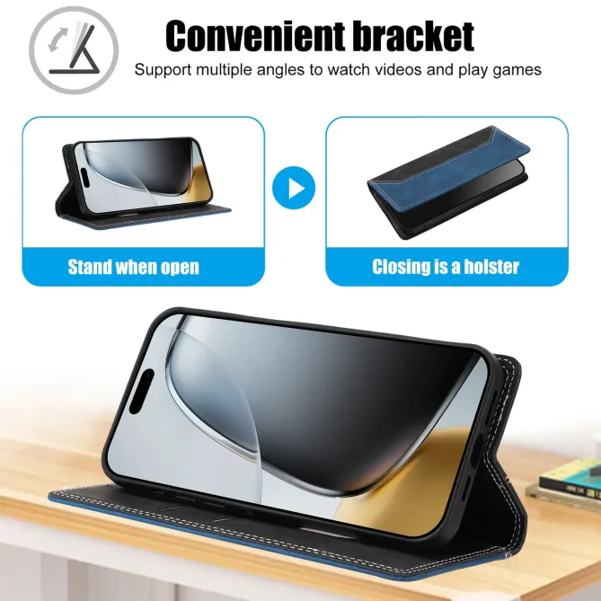 Housse iPhone 17e / 16e Bicolore Effet Cuir avec Blocage RFID