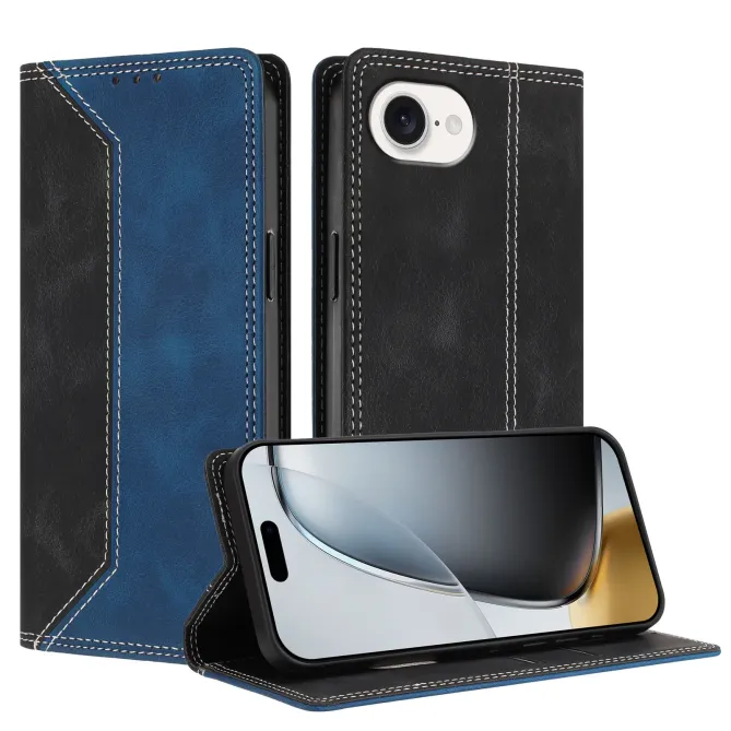 Housse iPhone 17e / 16e Bicolore Effet Cuir avec Blocage RFID