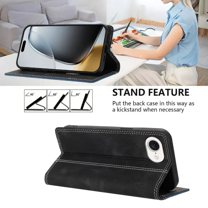 Housse iPhone 17e / 16e Bicolore Effet Cuir avec Blocage RFID