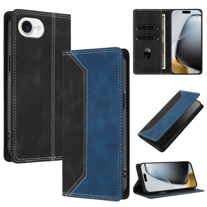 Housse iPhone 17e / 16e Bicolore Effet Cuir avec Blocage RFID