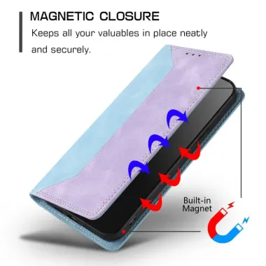 Housse iPhone 17e / 16e Bicolore Effet Cuir avec Blocage RFID Violet clair - photo 83