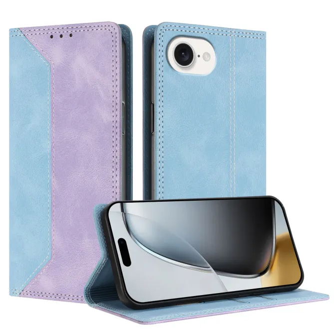Housse iPhone 17e / 16e Bicolore Effet Cuir avec Blocage RFID