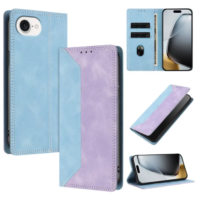 Housse iPhone 17e / 16e Bicolore Effet Cuir avec Blocage RFID