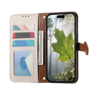 Housse iPhone 17e / 16e Portefeuille Feuille avec Poche Zippée Beige Clair - photo 47