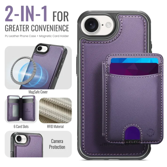 Coque iPhone 17e / 16e J10 Magnétique avec Porte-Carte Détachable