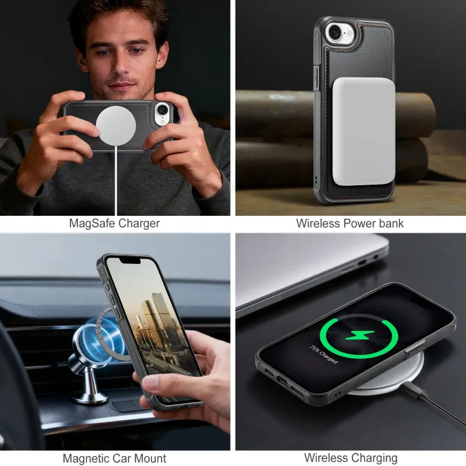 Coque iPhone 17e / 16e J10 Magnétique avec Porte-Carte Détachable