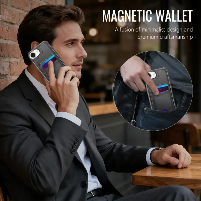 Coque iPhone 17e / 16e J10 Magnétique avec Porte-Carte Détachable