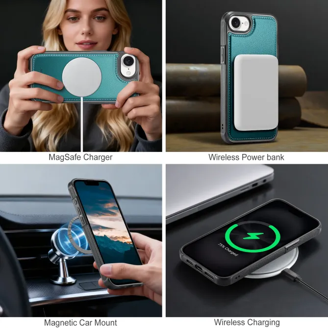 Coque iPhone 17e / 16e J10 Magnétique avec Porte-Carte Détachable