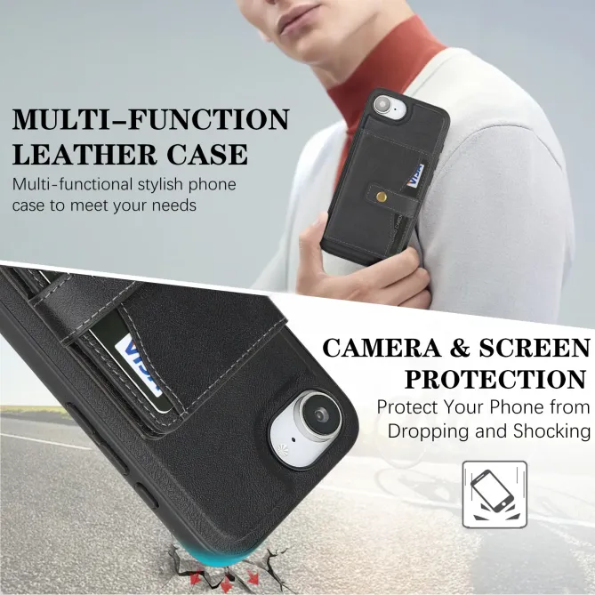 Coque iPhone 17e / 16e Magnétique Détachable avec Porte-Carte et Support
