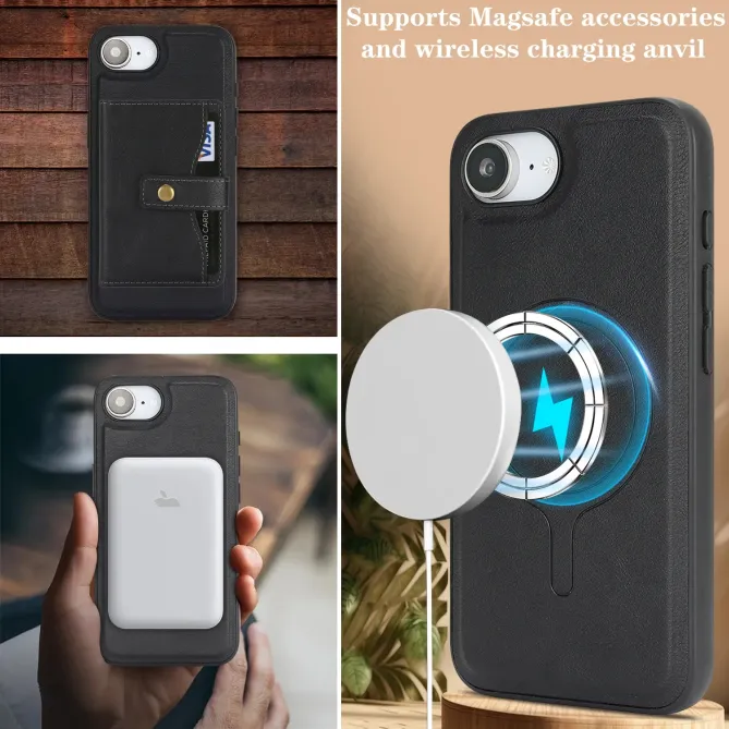 Coque iPhone 17e / 16e Magnétique Détachable avec Porte-Carte et Support